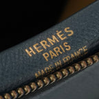 Hermes Sampron Tote Shoulder Bag Courchevel Navy Blue Gold — view 8