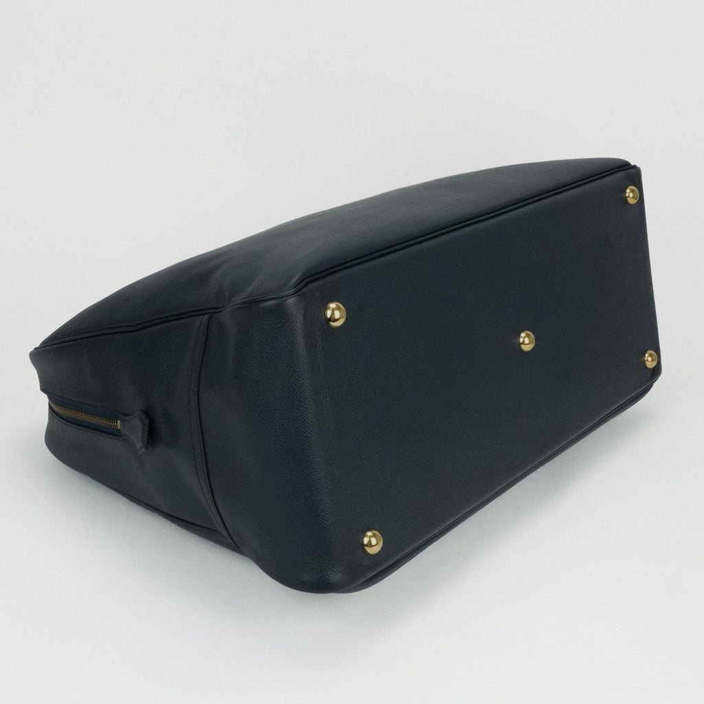 Hermes Sampron Tote Shoulder Bag Courchevel Navy Blue Gold — view 5