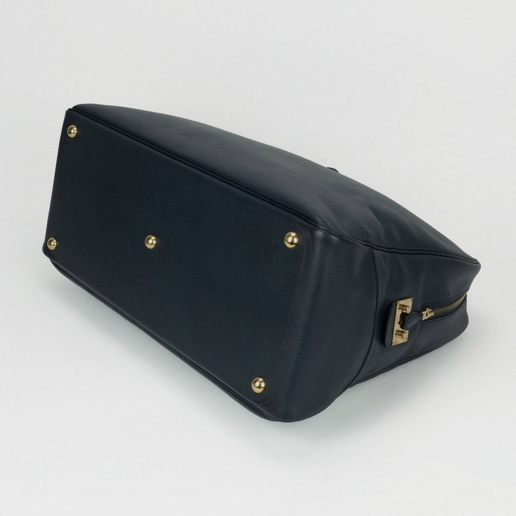 Hermes Sampron Tote Shoulder Bag Courchevel Navy Blue Gold — view 4