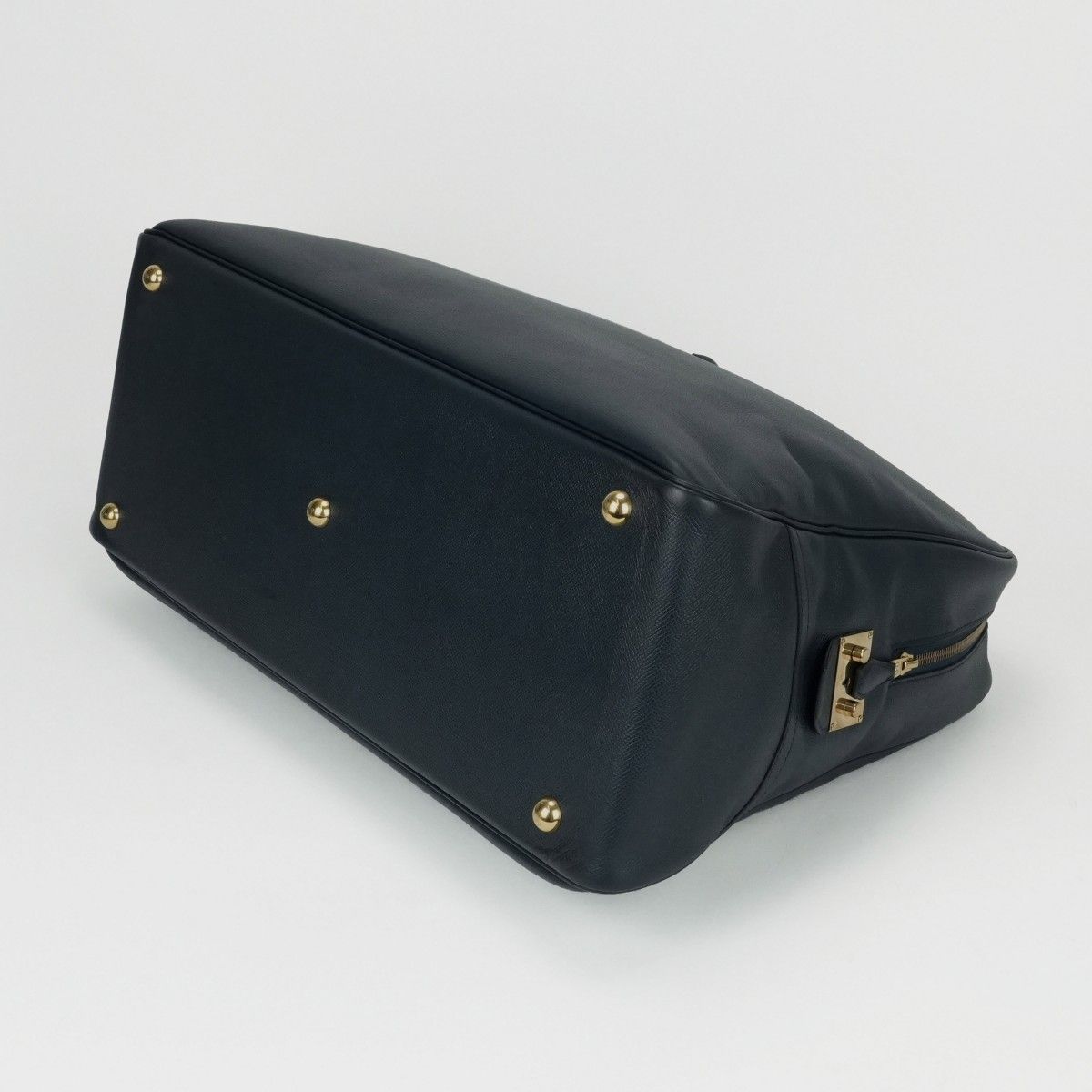 Hermes Sampron Tote Shoulder Bag Courchevel Navy Blue Gold — view 4