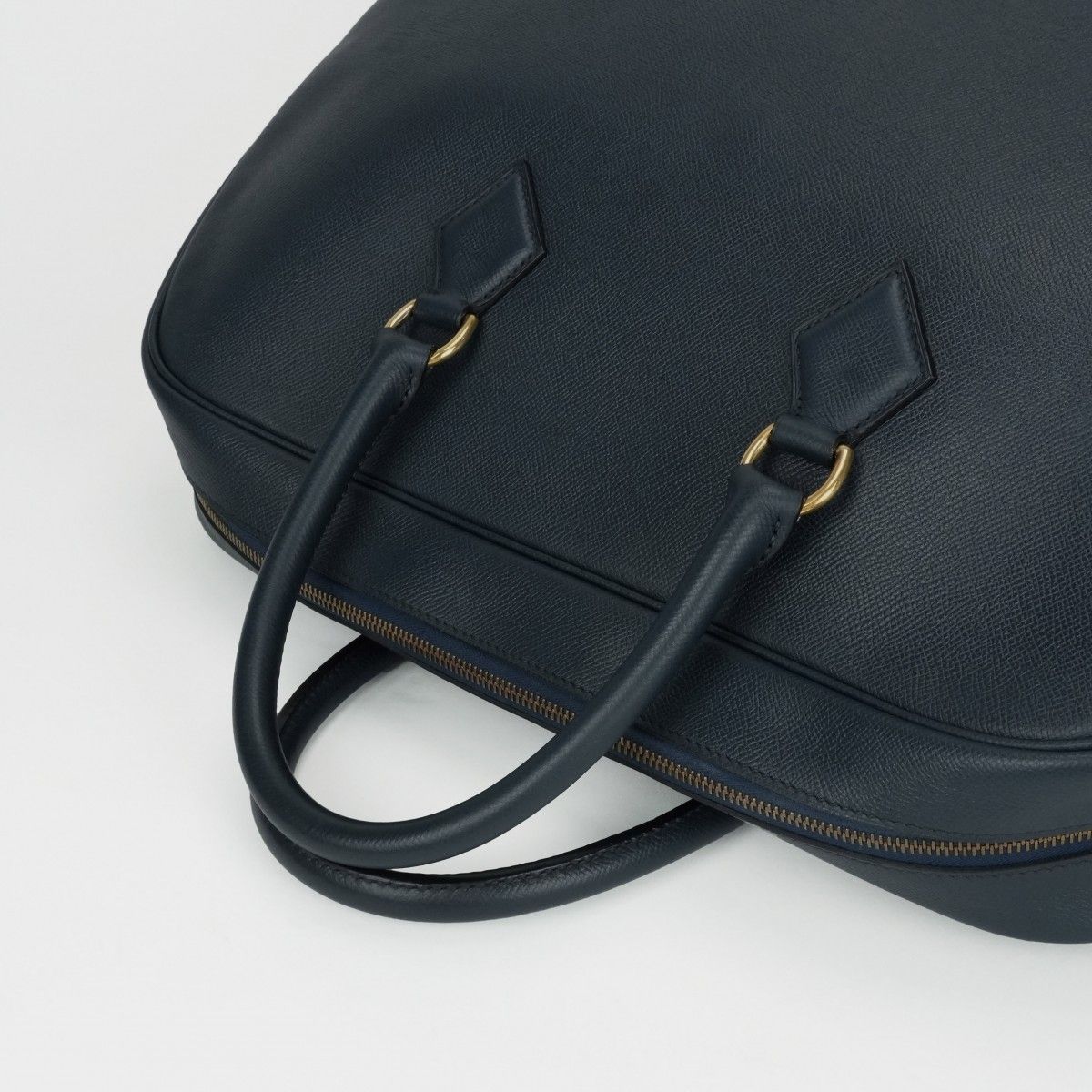 Hermes Sampron Tote Shoulder Bag Courchevel Navy Blue Gold — view 7