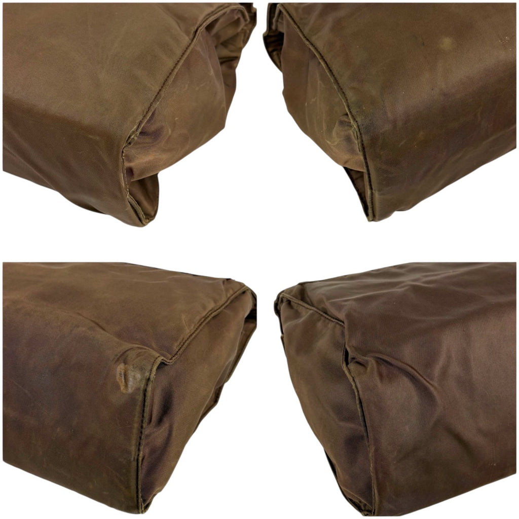 Prada Triangle Logo Top Handle Bag Handbag Tessuto Nylon Brown — view 6