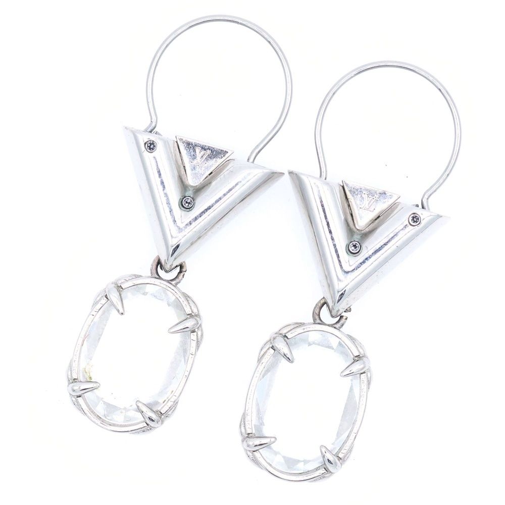 Louis Vuitton Four Palladium Crystal Earrings Silver — view 2