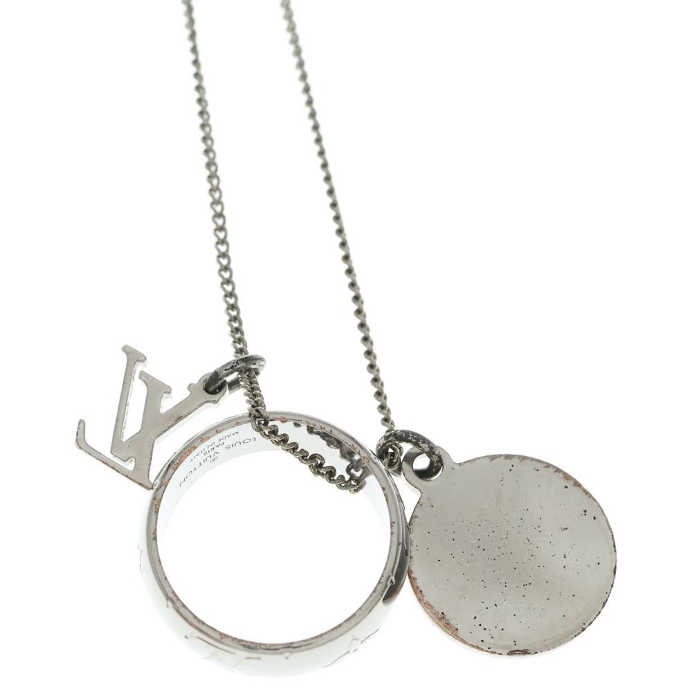 Louis Vuitton Monogram Ring Necklace Pendant Chain Silver — view 5