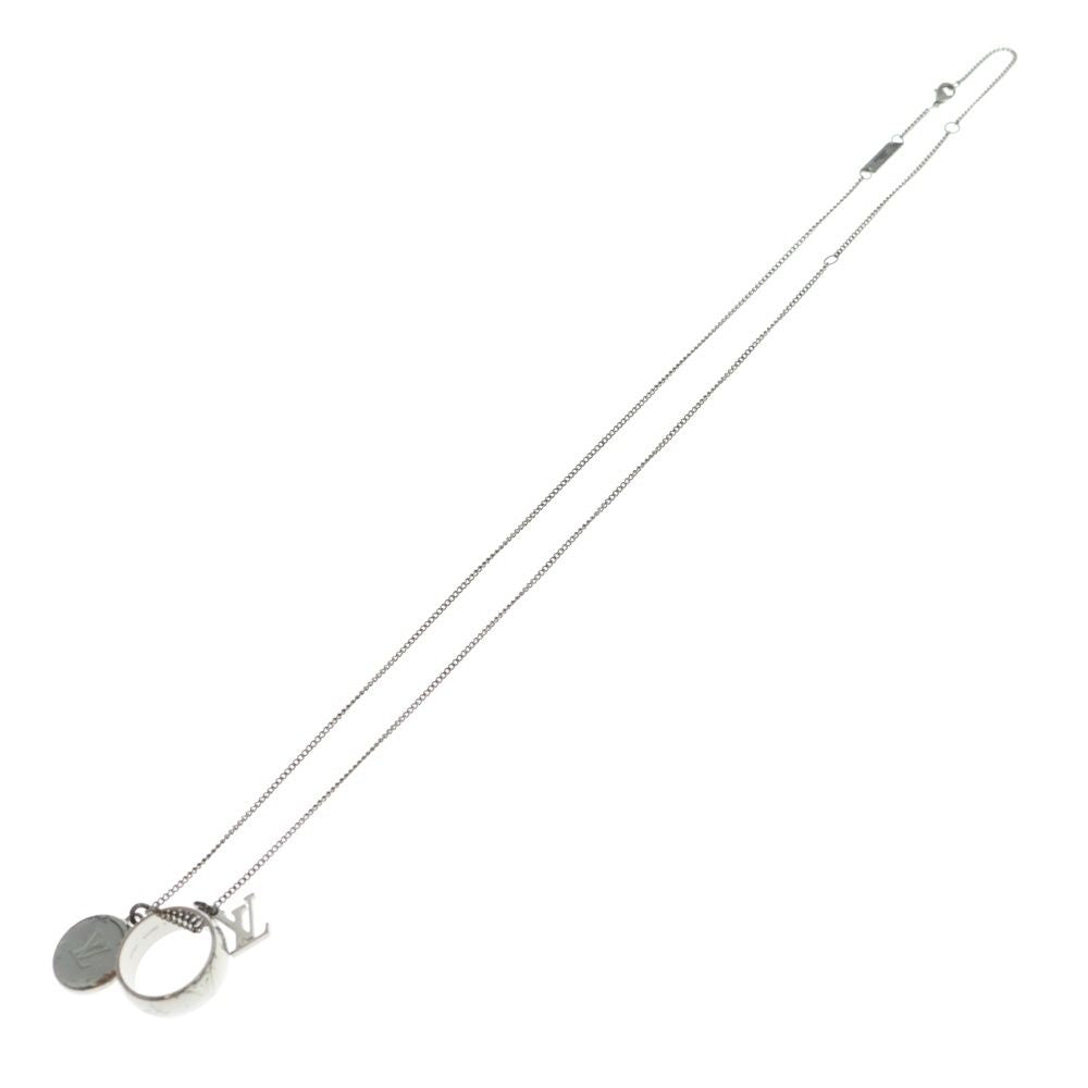 Louis Vuitton Monogram Ring Necklace Pendant Chain Silver — view 2