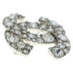 Chanel CC Logo Rhinestone Brooch Pin Badge Silver — view 3