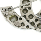 Chanel CC Logo Rhinestone Brooch Pin Badge Silver — view 5
