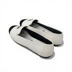 Chanel Loafers Leather Shoes White Black CC Logo Bicolor Flat — view 4