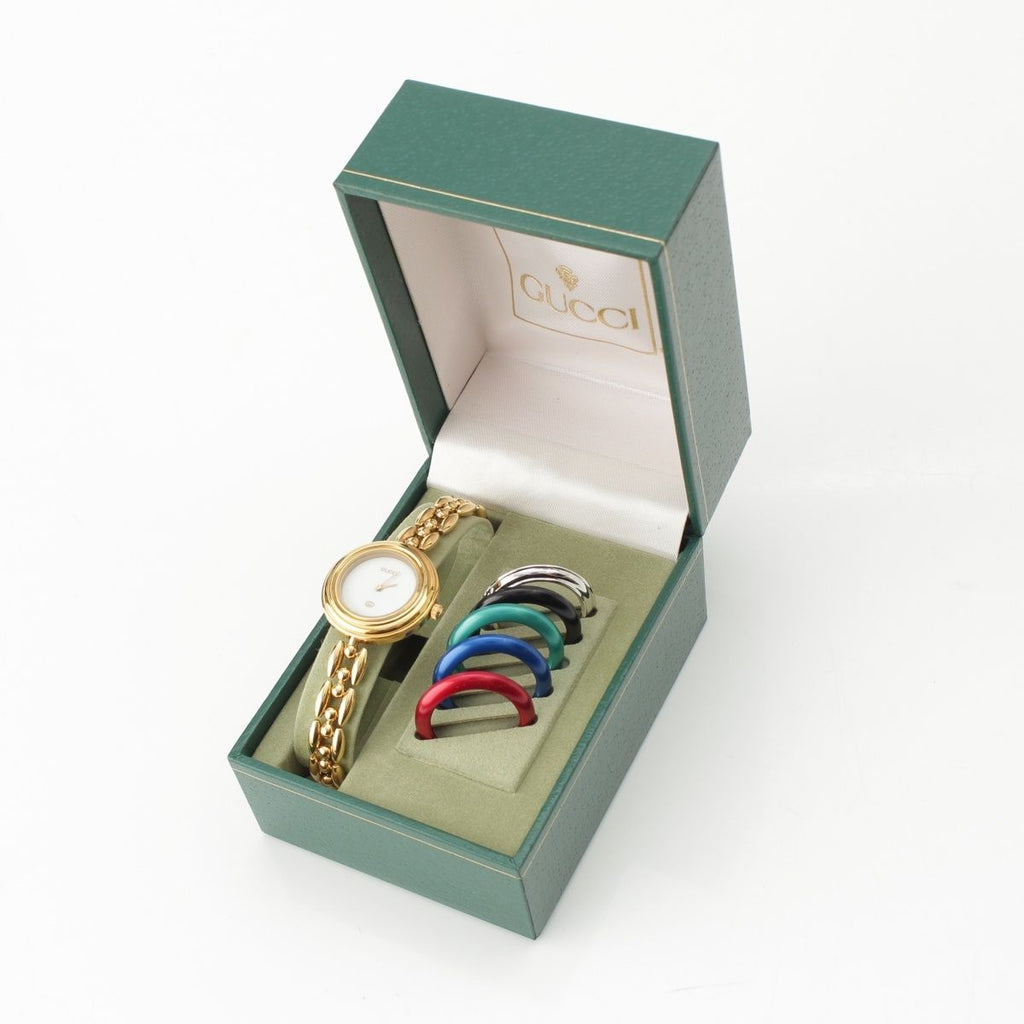 Gucci Change Bezel 5 Watch Quartz White Dial 11 12 Gold — view 2
