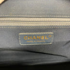 Chanel Shoulder Bag Navy Gold CC Logo Chevron Stitch Double Chain — view 7