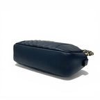 Chanel Shoulder Bag Navy Gold CC Logo Chevron Stitch Double Chain — view 4