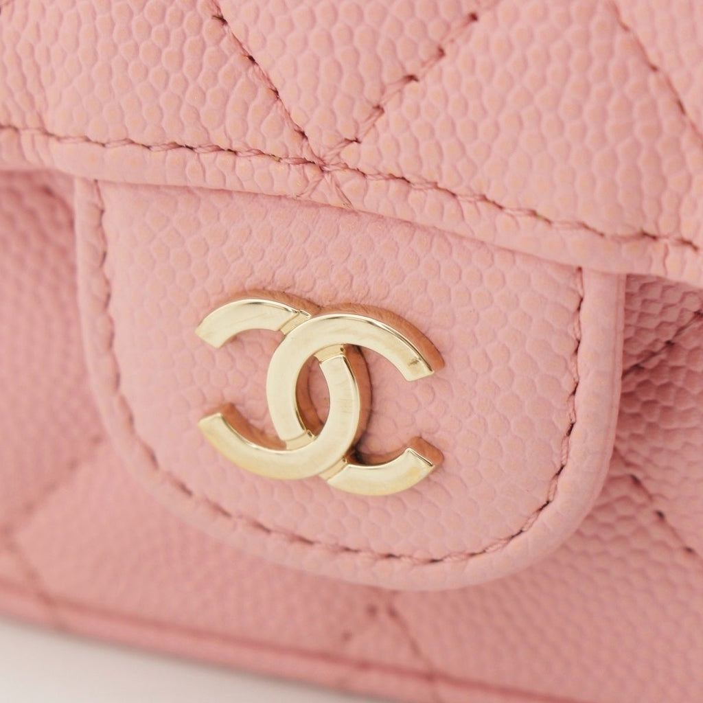 Chanel Caviar Leather Clutch Chain Pouch Quilted Shoulder Bag Pink — view 7
