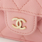 Chanel Caviar Leather Clutch Chain Pouch Quilted Shoulder Bag Pink — view 7