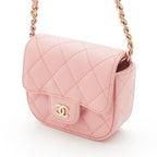 Chanel Caviar Leather Clutch Chain Pouch Quilted Shoulder Bag Pink — view 2