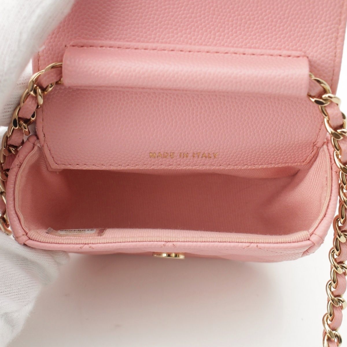 Chanel Caviar Leather Clutch Chain Pouch Quilted Shoulder Bag Pink — view 6