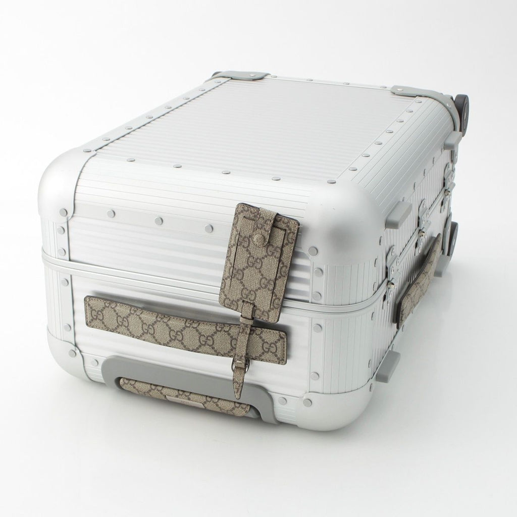 Gucci GG Supreme Canvas Aluminum Trolley Cabin Carry Case Suitcase Silver — view 7