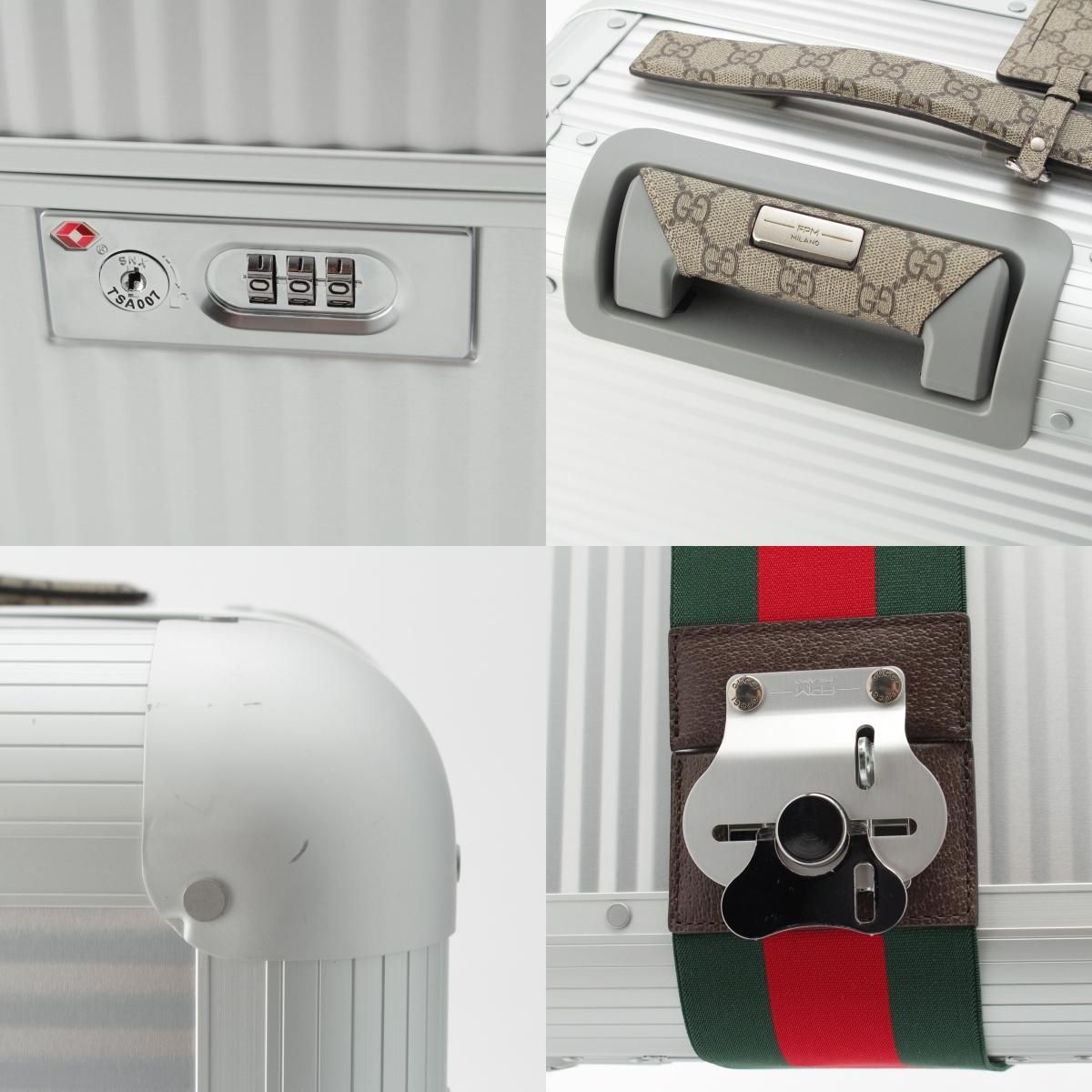 Gucci GG Supreme Canvas Aluminum Trolley Cabin Carry Case Suitcase Silver — view 9