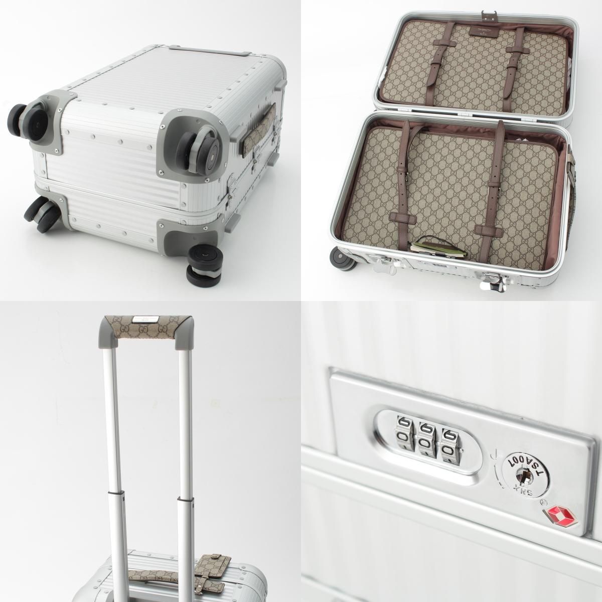 Gucci GG Supreme Canvas Aluminum Trolley Cabin Carry Case Suitcase Silver — view 8