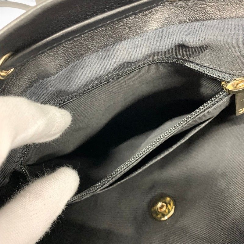 Chanel Backpack Tweed Lambskin Black Gold Quilted CC Logo Turnlock Chain — view 9