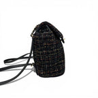 Chanel Backpack Tweed Lambskin Black Gold Quilted CC Logo Turnlock Chain — view 2