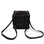 Chanel Backpack Tweed Lambskin Black Gold Quilted CC Logo Turnlock Chain — view 3