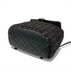 Chanel Backpack Tweed Lambskin Black Gold Quilted CC Logo Turnlock Chain — view 4