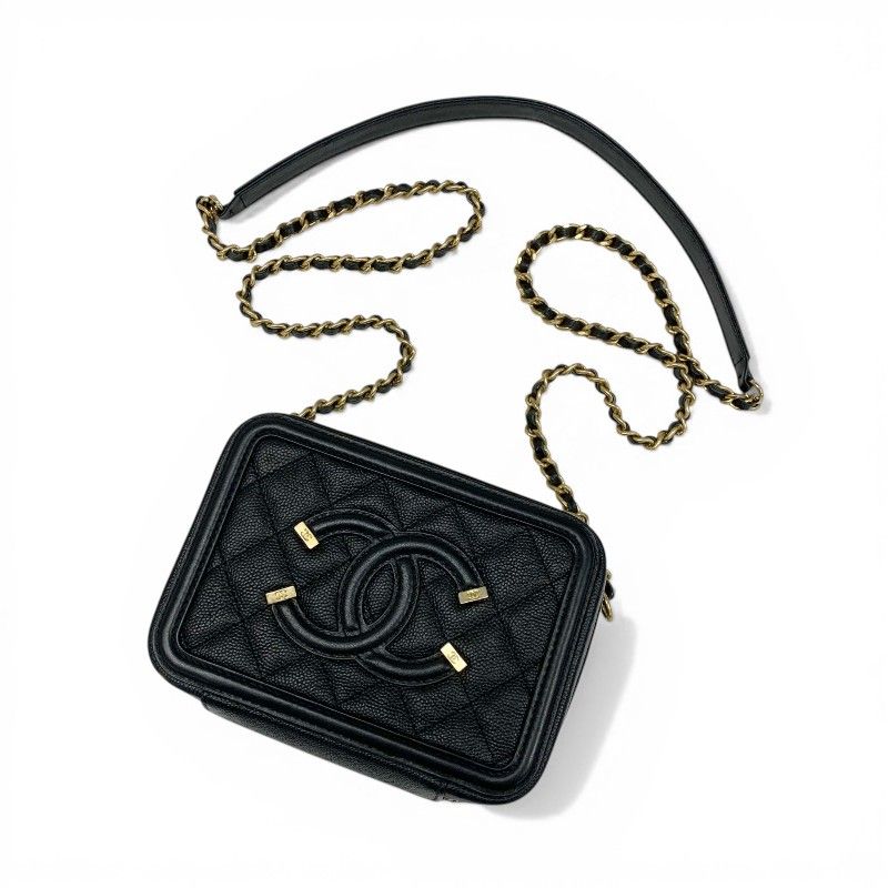 Chanel Shoulder Bag Black Gold CC Logo CC Filigree Quilted Chain — view 5
