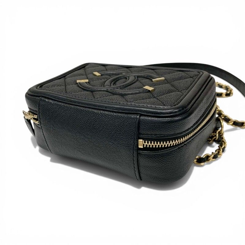Chanel Shoulder Bag Black Gold CC Logo CC Filigree Quilted Chain — view 4