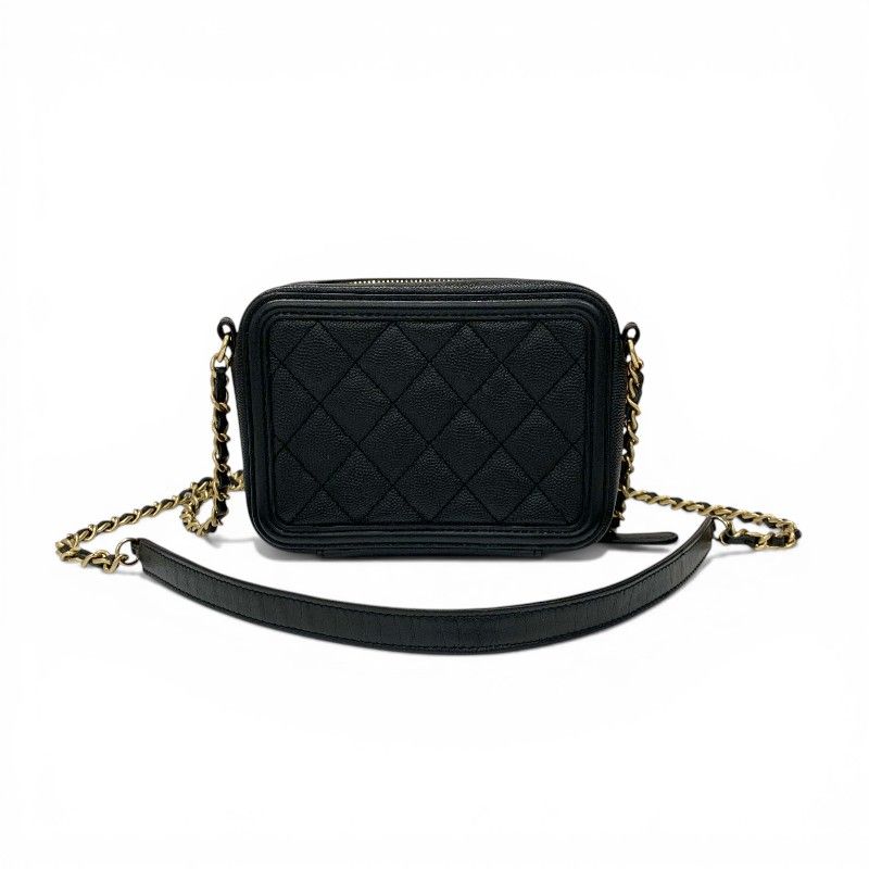 Chanel Shoulder Bag Black Gold CC Logo CC Filigree Quilted Chain — view 3