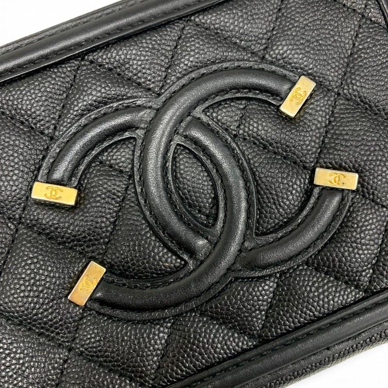 Chanel Shoulder Bag Black Gold CC Logo CC Filigree Quilted Chain — view 9