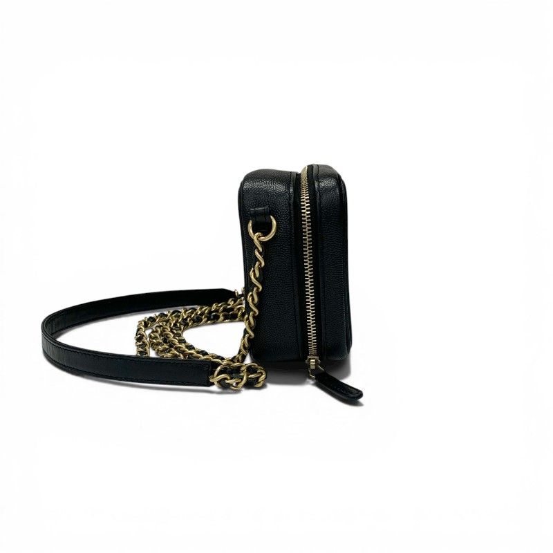 Chanel Shoulder Bag Black Gold CC Logo CC Filigree Quilted Chain — view 2