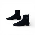 Hermes Duo Boots Short Shoes Fabric Black Knit Exlibris — view 3