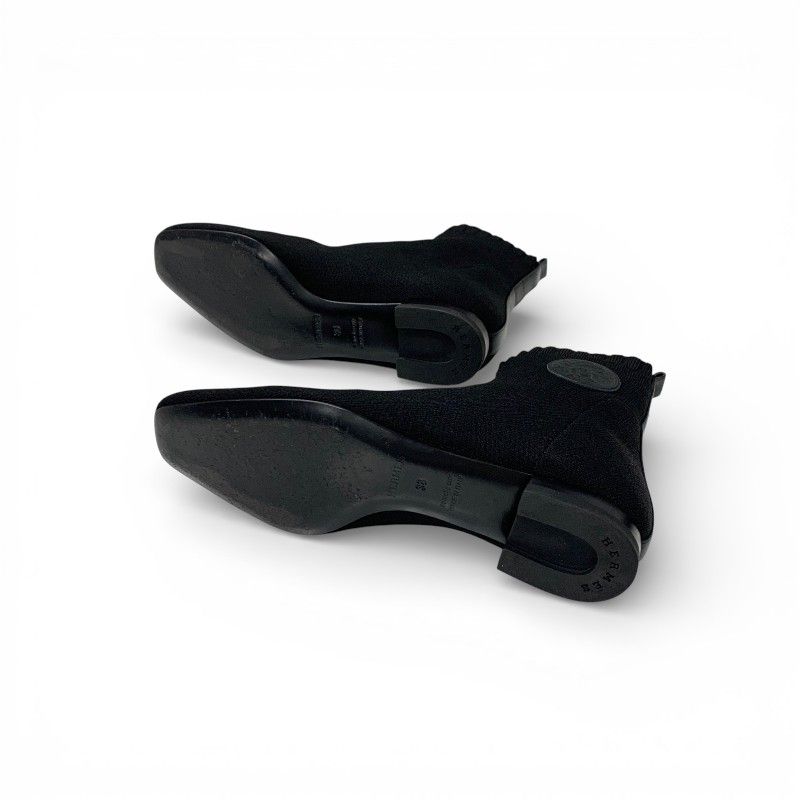 Hermes Duo Boots Short Shoes Fabric Black Knit Exlibris — view 6