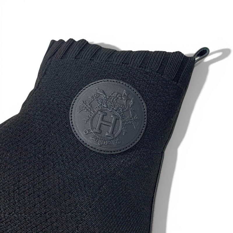 Hermes Duo Boots Short Shoes Fabric Black Knit Exlibris — view 9