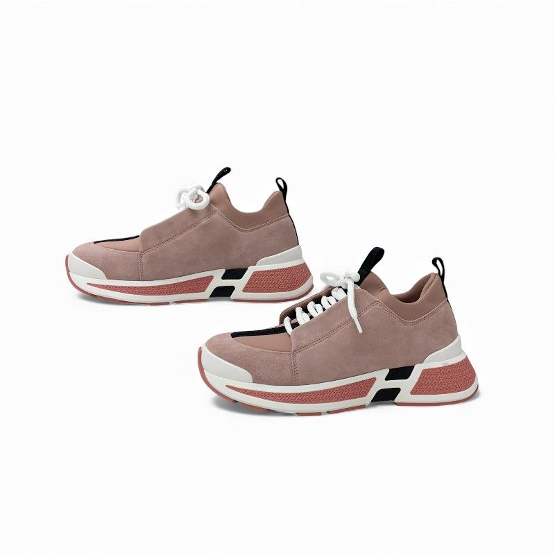 Hermes Just Sneakers Shoes Suede Fabric Pink Black White — view 3