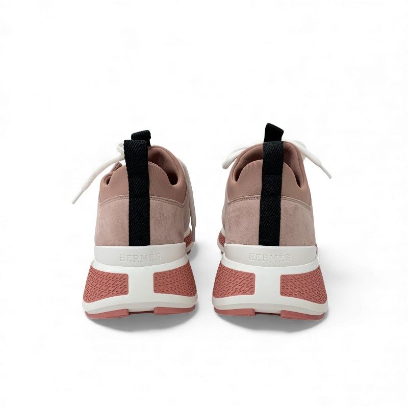 Hermes Just Sneakers Shoes Suede Fabric Pink Black White — view 5