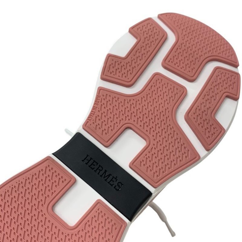 Hermes Just Sneakers Shoes Suede Fabric Pink Black White — view 8