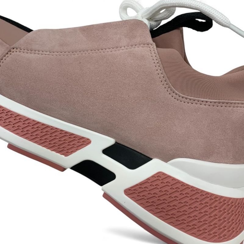 Hermes Just Sneakers Shoes Suede Fabric Pink Black White — view 9