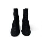 Hermes Voltige Boots Short Shoes Fabric Leather Black Knit — view 2