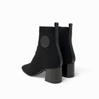 Hermes Voltige Boots Short Shoes Fabric Leather Black Knit — view 4