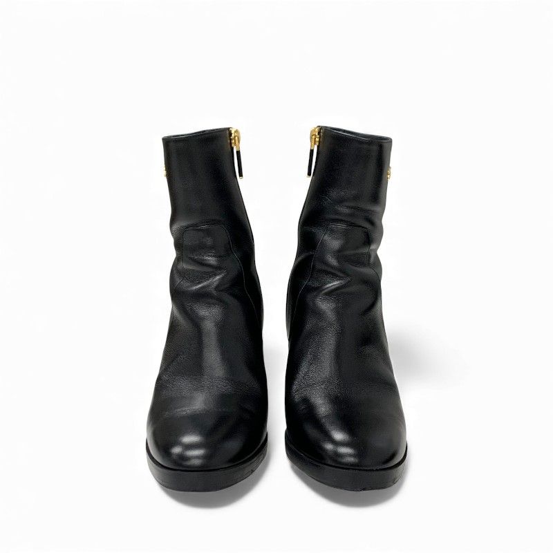 Dior D-town Short Boots Shoes Leather Black Gold Logo — view 2