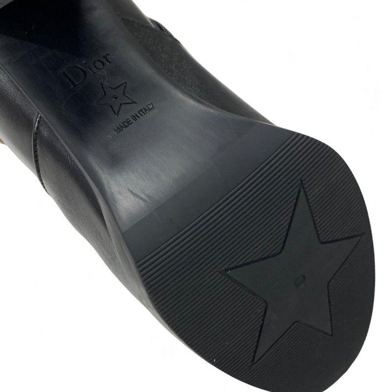 Dior D-town Short Boots Shoes Leather Black Gold Logo — view 8