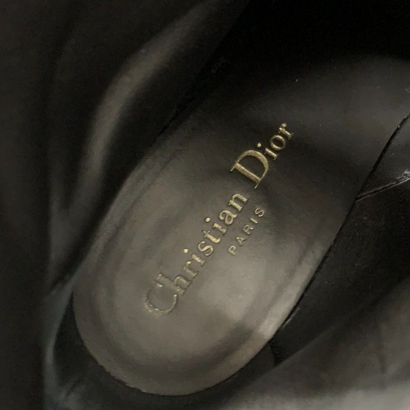 Dior D-town Short Boots Shoes Leather Black Gold Logo — view 7