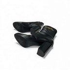 Dior D-town Short Boots Shoes Leather Black Gold Logo — view 6
