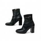 Dior D-town Short Boots Shoes Leather Black Gold Logo — view 3
