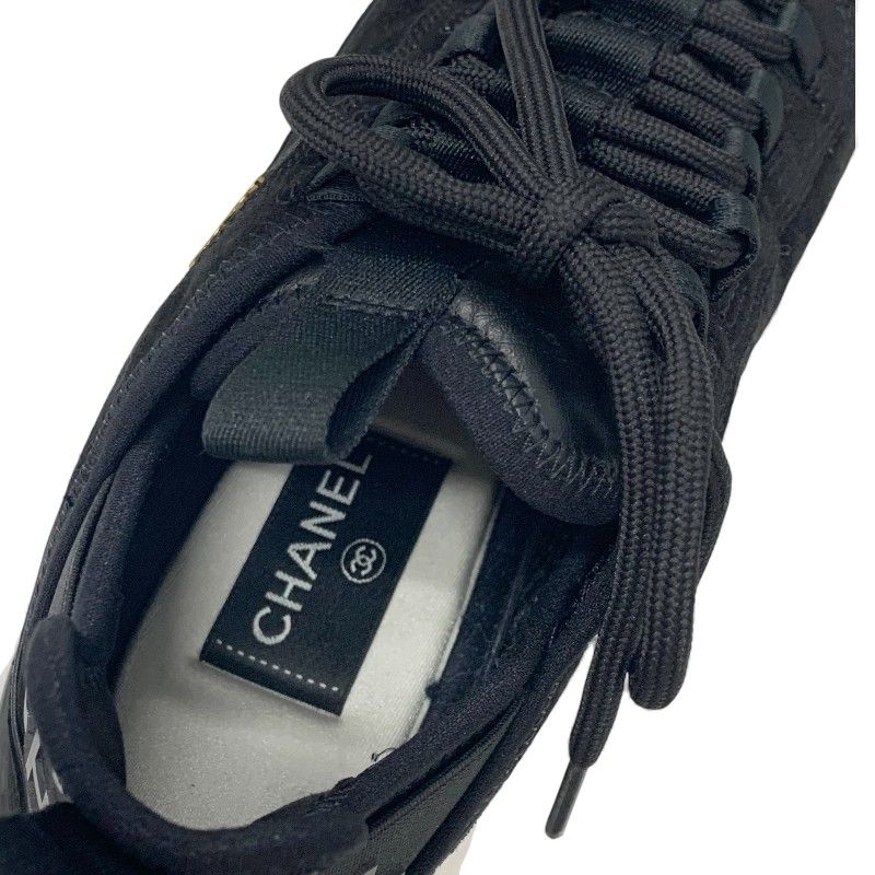 Chanel Sneakers Shoes Suede Leather Black Logo CC — view 7