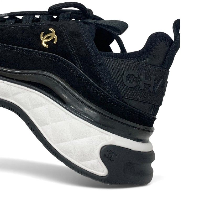 Chanel Sneakers Shoes Suede Leather Black Logo CC — view 9