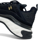 Chanel Sneakers Shoes Suede Leather Black Logo CC — view 9