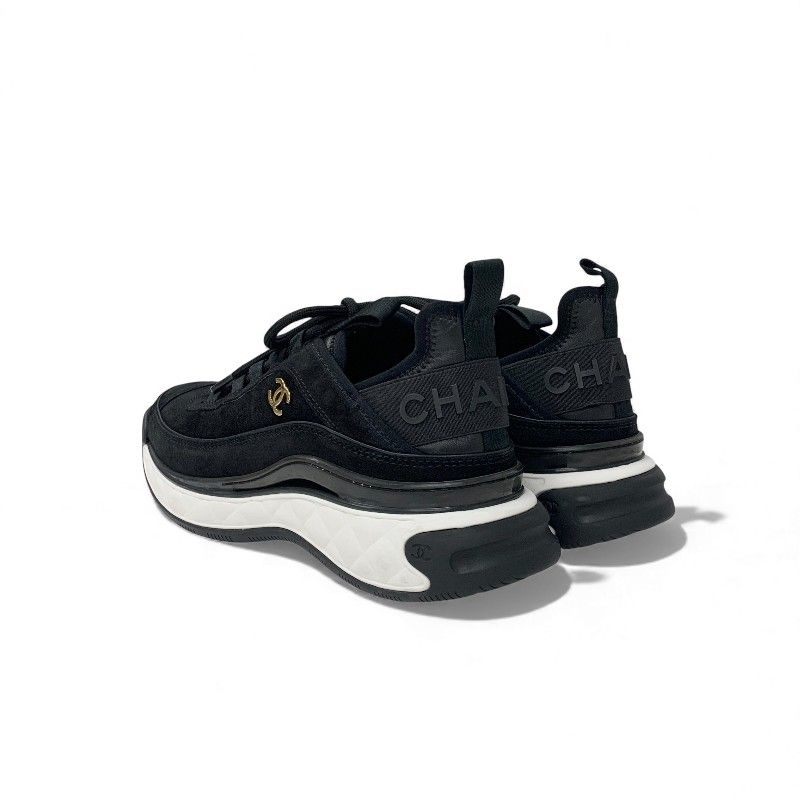 Chanel Sneakers Shoes Suede Leather Black Logo CC — view 4