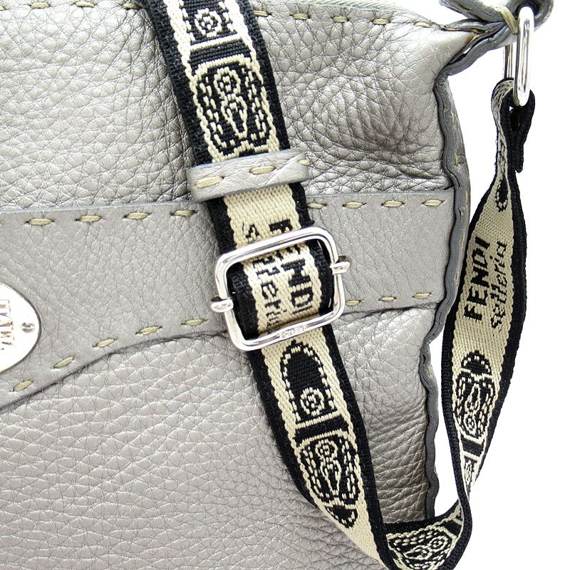 Fendi Selleria Shoulder Bag Leather Gray — view 2